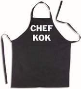 CHEF KOK - Luxe Schort Keukenschort met tekst - Zwart