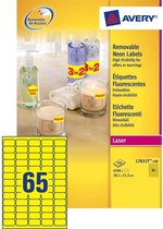 Étiquettes Avery Neon, jaune fluo, 38,1 x 21,2 mm, amovibles