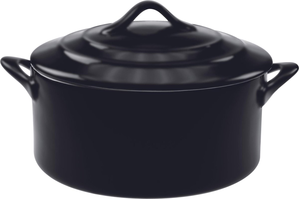 Cosy & Trendy Black Ovenschotel Met Deksel - Rond - 0.2L - Ø 10 cm x 5 cm