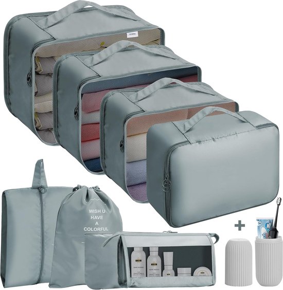 8 Sacs De Rangement Voyage - Nylon Imperméable, Multicolores