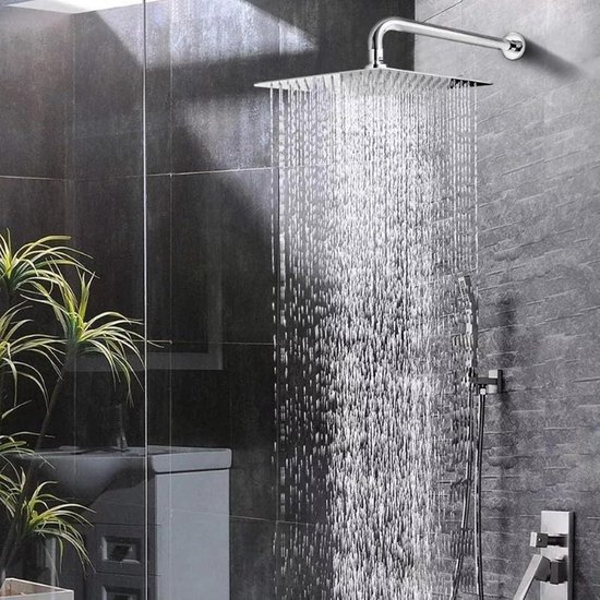 Pommeau De Douche Tête De Douche Rectangulaire En ABS à Effet Pluie Et Buses Anti Calcaire 25 4cm D2201r Blanc Noir Mat