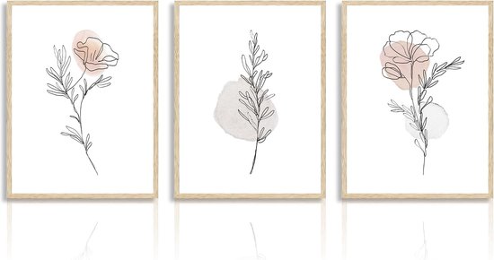 Foto: Aquarel botanische canvas foto s abstracte minimalistische bloemen muur foto s voor slaapkamer woonkamer decor 30 x 40 cm zonder frame set van 3