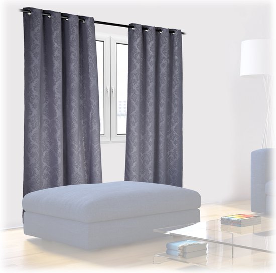 Foto: Verduisterende gordijnen 245 x 135 cm set van 2 kant en klaar met ringen grijs