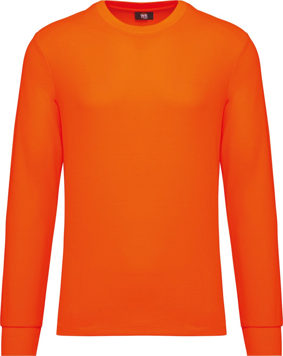 WK. Designed To Work Duurzaam uniseks T-shirt lange mouwen katoen/polyester WK318 - Fluorescent Orange - S