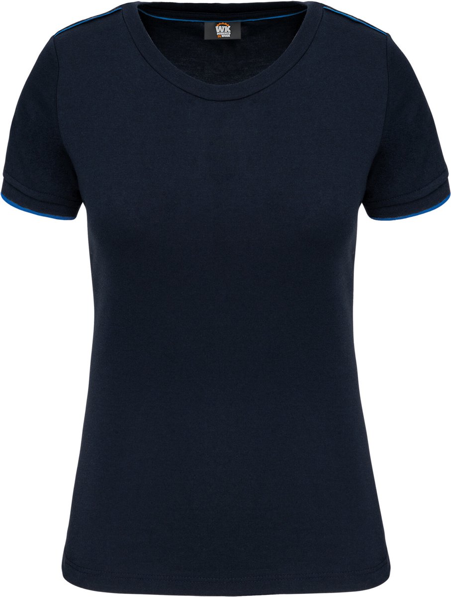WK. Designed To Work Dames-t-shirt Day To Day korte mouwen WK3021 - Navy / Light Royal Blue - XL
