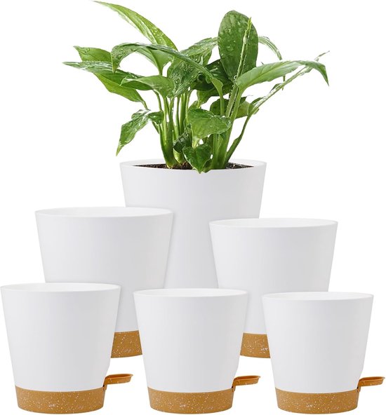 Selbstbewässernde Blumentöpfe 6er Set, Innen: 20.3 Bis 12.7 Cm, Kunststoff Mit Reservoir – Ideal Für Pflanzenfreunde Mit Wenig Zeit