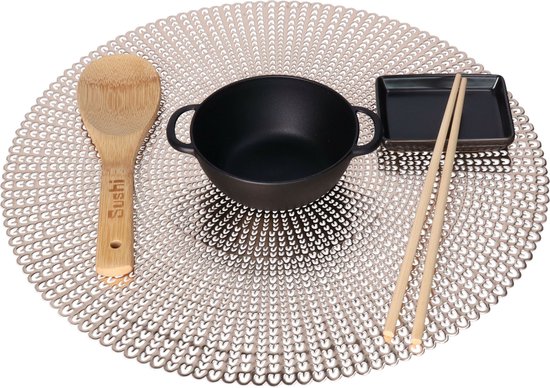 Zeller Set de table rond - or - trous percés - 41 cm
