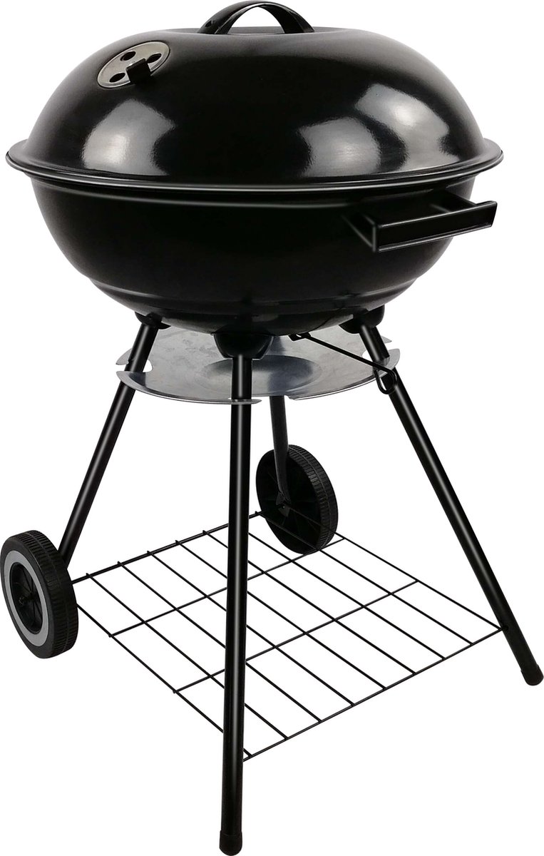 BBQ collection Barbecue Rond - Kogelbarbecue - Houtskool BBQ - met Deksel en Wielen - Opbergrooster