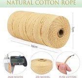 Premium macramégaren, macramé koord, garen voor doe-het-zelf handwerk 2 mm x 220 m