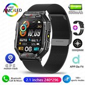 Robuuste Militaire Smart Watch Voor Android iOS Fitness Sport Horloge 3atm Waterdichte 2.1 ''Ai Voice Bluetooth Call Smartwatch