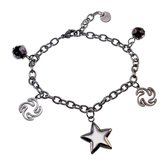 Bracelet Femme 16cm à 20cm - Acier Inoxydable Argenté - Bracelet Carreaux Ovale avec Pendentifs - Ajustable
