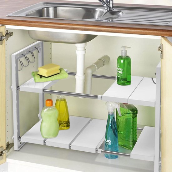 Rek voor onder de wastafel met 2 etages- 2-pack opbergkeuken organizer - onder de