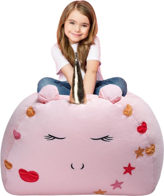 Pouf Rangement Licorne Decalsweet - Housse 134x88cm Sans Remplissage - Sac à Jouets Et Chaise Enfant
