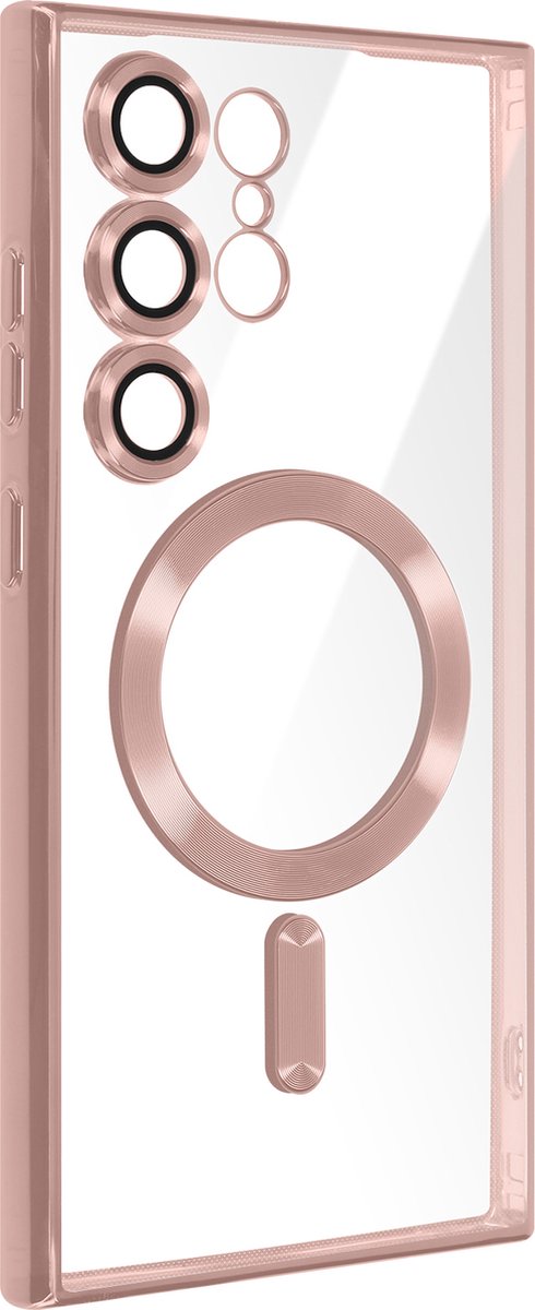 Avizar Magsafe-hoes Geschikt voor Samsung Galaxy S24 Ultra Chroom, Champagneroze