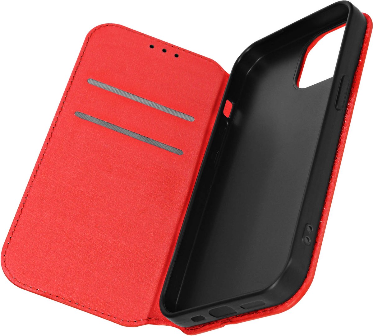 Avizar Foliohoes Geschikt voor iPhone 15 met multifunctionele klep, Rood