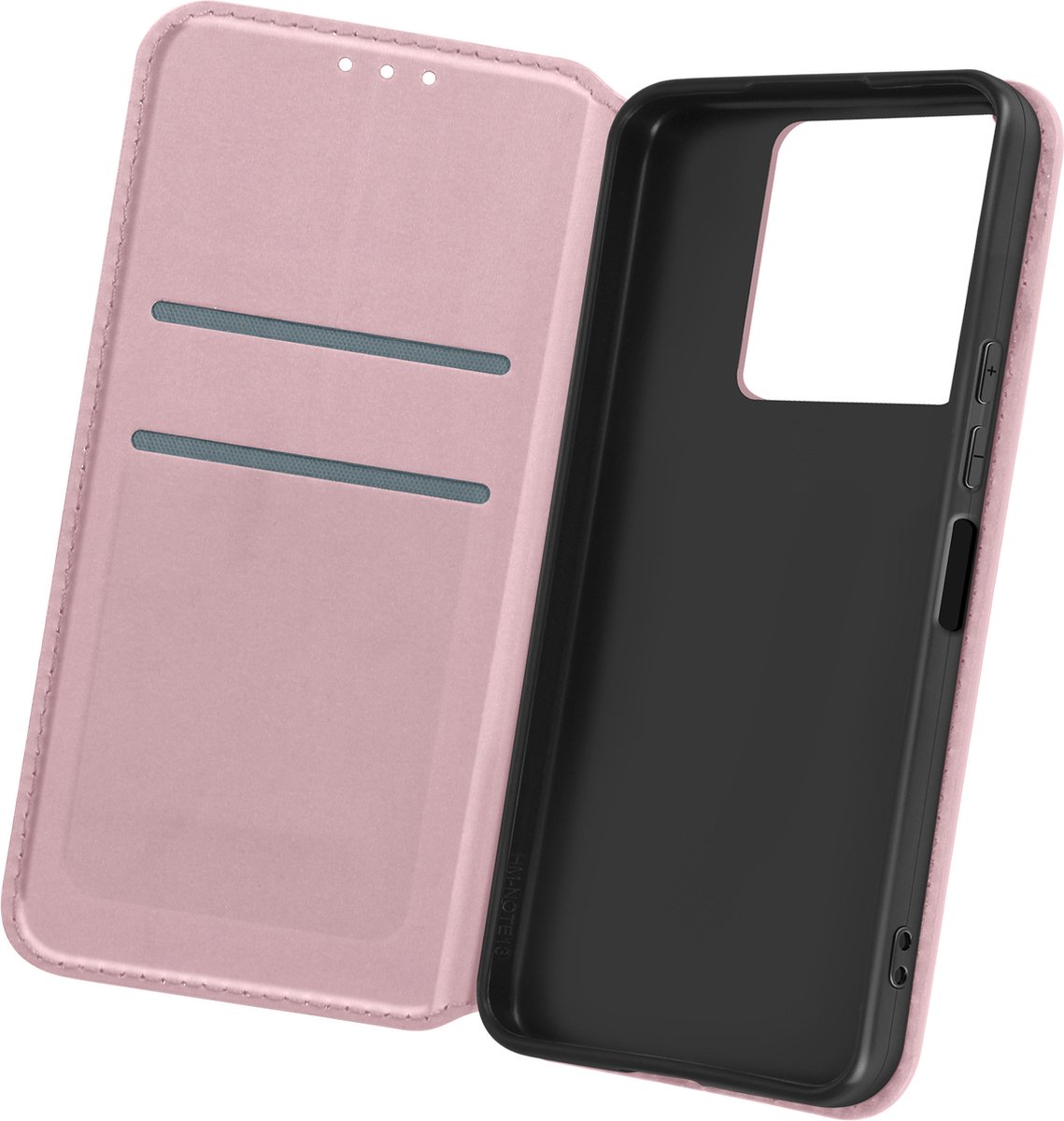 Avizar Foliohoes Geschikt voor Xiaomi Redmi Note 13 5G Multifunctioneel, Champagneroze