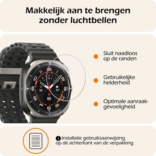 Gemakkelijk aan te brengen Nomfy screenprotector voor Samsung Galaxy Watch Ultra. Sluit naadloos aan, biedt optimale aanraakgevoeligheid.