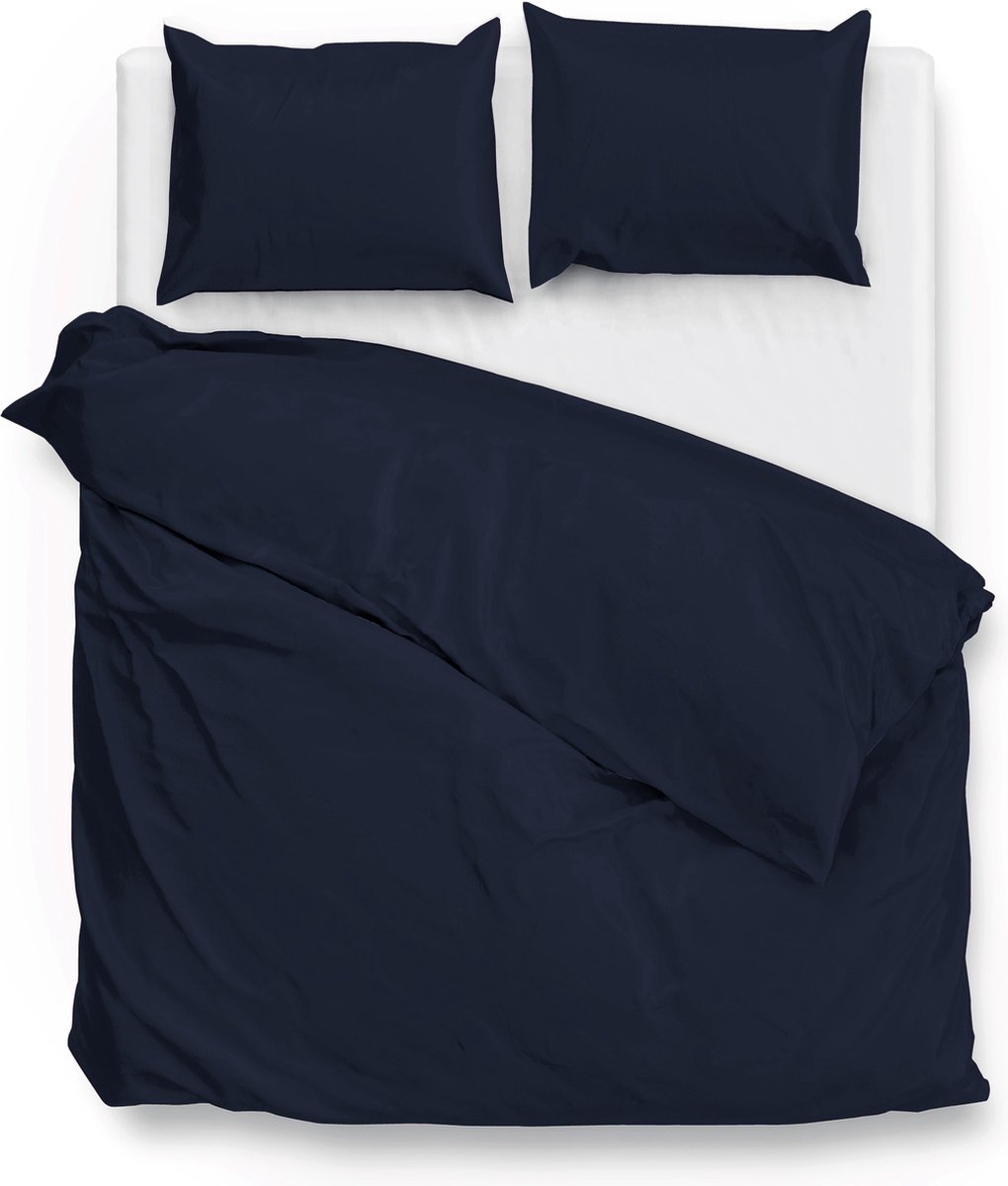 Zohome Satinado Dekbedovertrek - Lits-jumeaux - Katoensatijn - 240x200-220cm - Blauw