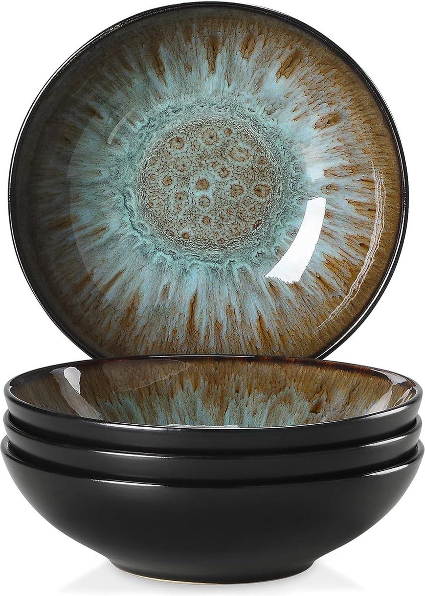 Bubble Stoneware Dinner Service Set 4 Soup Plates 850 ml - Set for 4 People by Vancasso