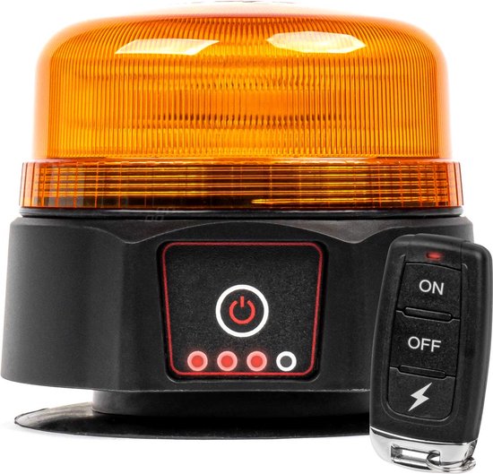 AMiO Oranje LED Batterie Clignotant Éclairage de secours avec Télécommande et Aimant 36LED 12/24V Rechargeable