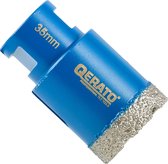 Blauwe Qerato 35mm diamantboor met grove, zilverkleurige zaagrand.