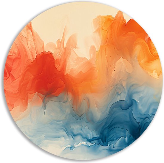 Kleur schilderij - Abstracte kunst muurdecoratie rond - Wandbord Moderne kunst - Modern schilderij - Wandschalen - Schilderijen & posters muurcirkel forex 80x80 cm