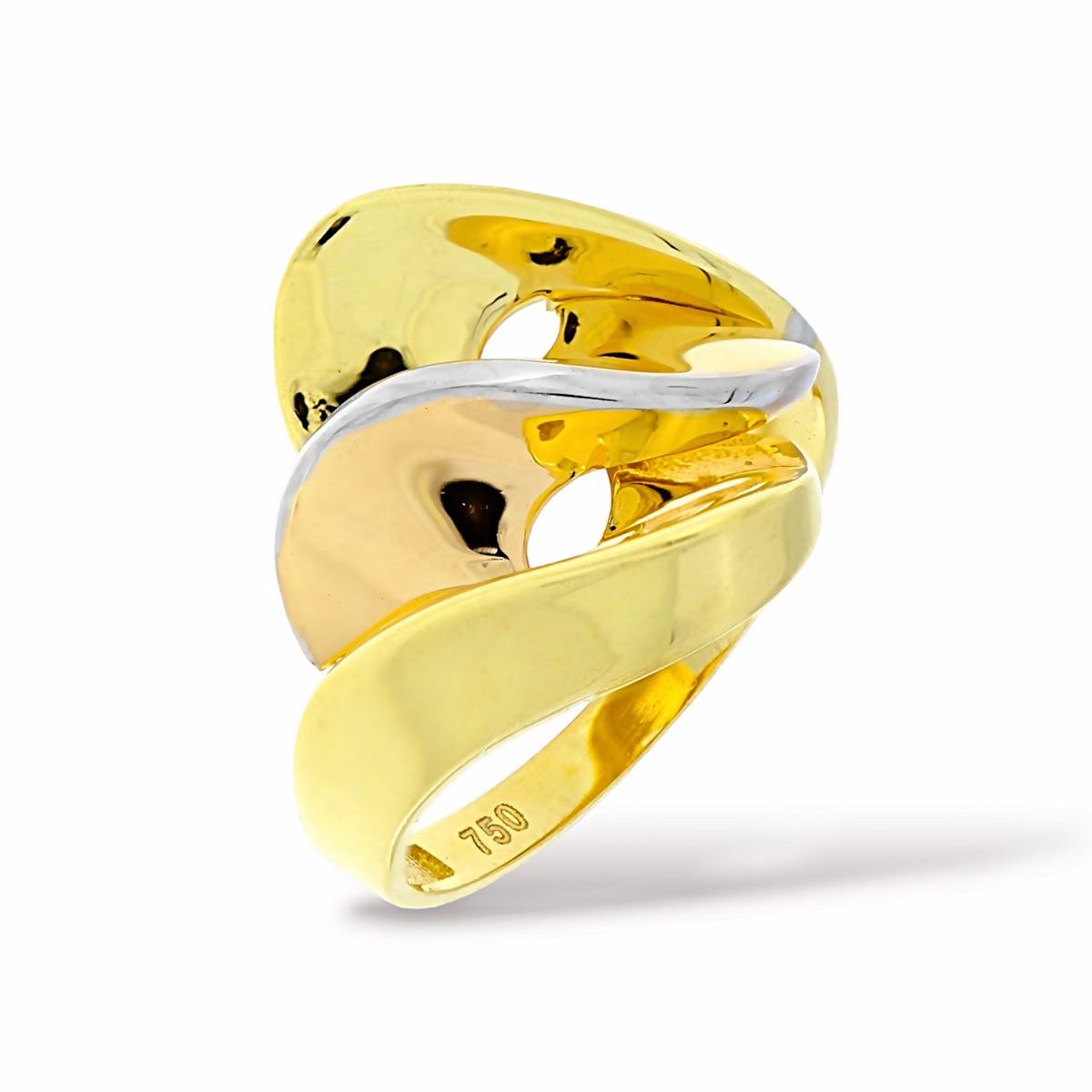 Gouden Tricolor Damesring Fantasie 18 karaats