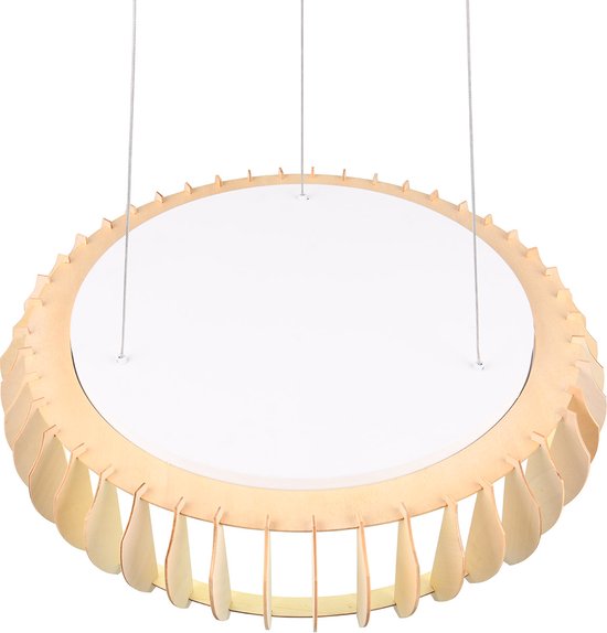 LED Hanglamp - Torna Emont - 40W - Aanpasbare Kleur - Dimbaar - Rond - Bruin Wit - Kunststof