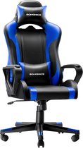 Rootz Gaming Chair - Black-Blue - Steel Frame - Foam Filling - PU Surface - Ergonomic Design - Adjustable Height - Lumbar Support - 71cm x 63cm x 120-130cm