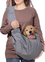 Sling Carrier voor Hond en Kat - Hand Free Schoudertas - Verstelbare gevoerde schouderriem - Voorvak - Tote Metro Outdoor (Grey)
