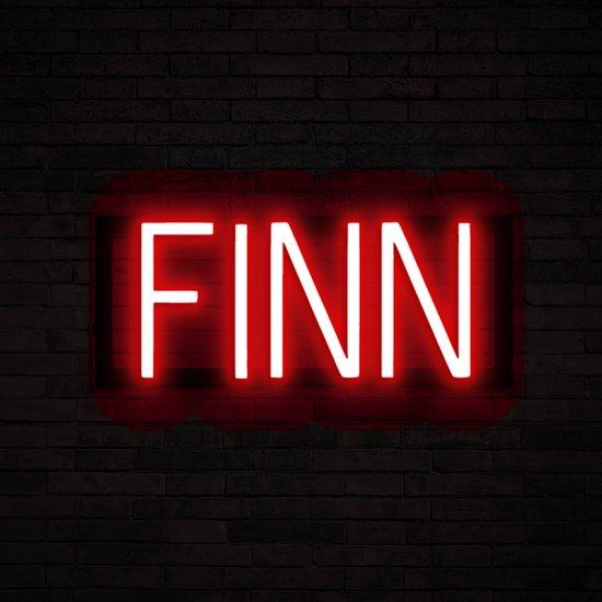 FINN - Lichtreclame Neon LED bord verlicht | SpellBrite | 35,58 x 16 cm | 6 Dimstanden & 8 Lichtanimaties | Reclamebord neon verlichting