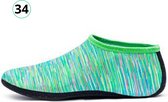 Livano Waterschoenen Voor Kinderen & Volwassenen - Aqua Shoes - Aquaschoenen - Afzwemschoenen - Zwemles Schoenen - Groen - Maat 34