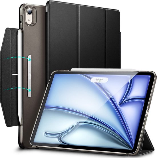 ESR Ascend Trifold Book Case Convient pour Apple iPad Air (2020/2022/2024) - Book Case réglable avec fonction Sleep/réveil - Housse avec porte-stylo - Zwart
