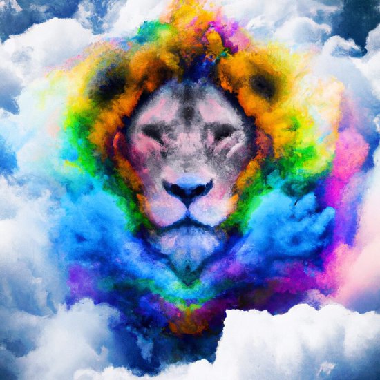 Cloudy with a chance of lions | Cloudy with a chance of Lions | Kunst - 80x80 centimeter op Dibond | Foto op Dibond