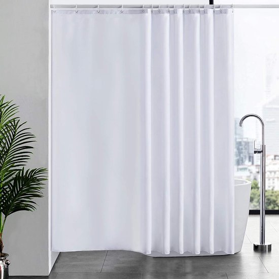 Zwart douchegordijn Waterdichte stof Effen kleur badkamer gordijn badtub grote brede douchekap (Color : White, Size : 200x180CM Zwart douchegordijn Waterdichte stof Effen kleur badkamer gordijn badtub grote brede douchekap (Color : White, Size : 200x180CM