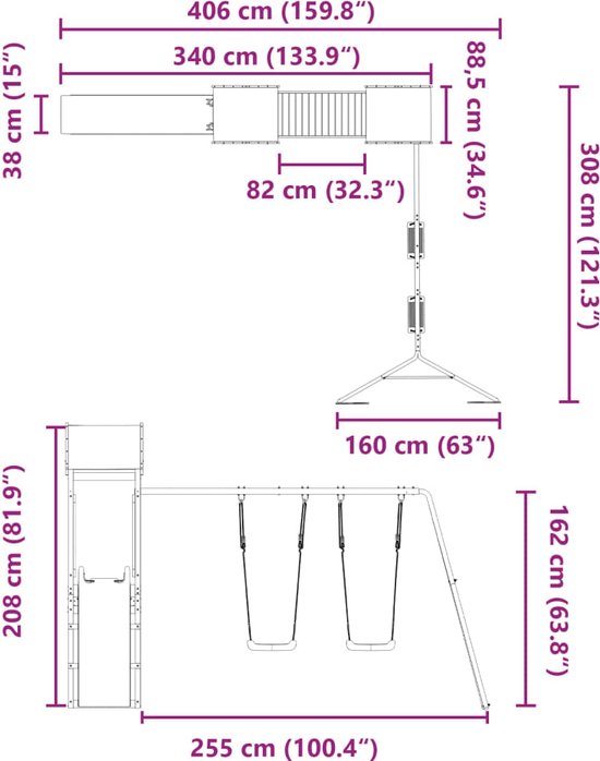 vidaXL Speelhuis massief grenenhout