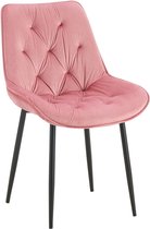 CLP Wallace Eetkamerstoel - Zonder armleuning - Metalen frame - Vloerbeschermers - Velvet - Fluweel - roze