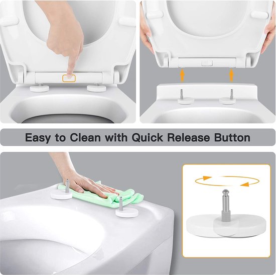 Soft Close Toiletbril Wit O-vorm | Quick Release Voor Eenvoudig Reinigen, Verstelbare Scharnieren