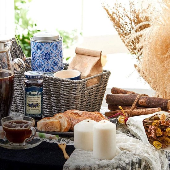 Set de 3 bacs à papier - gris - paniers de rangement en osier tissé avec poignées - EZOWare - panier de papier toilette conteneur organisateur multifonctionnel