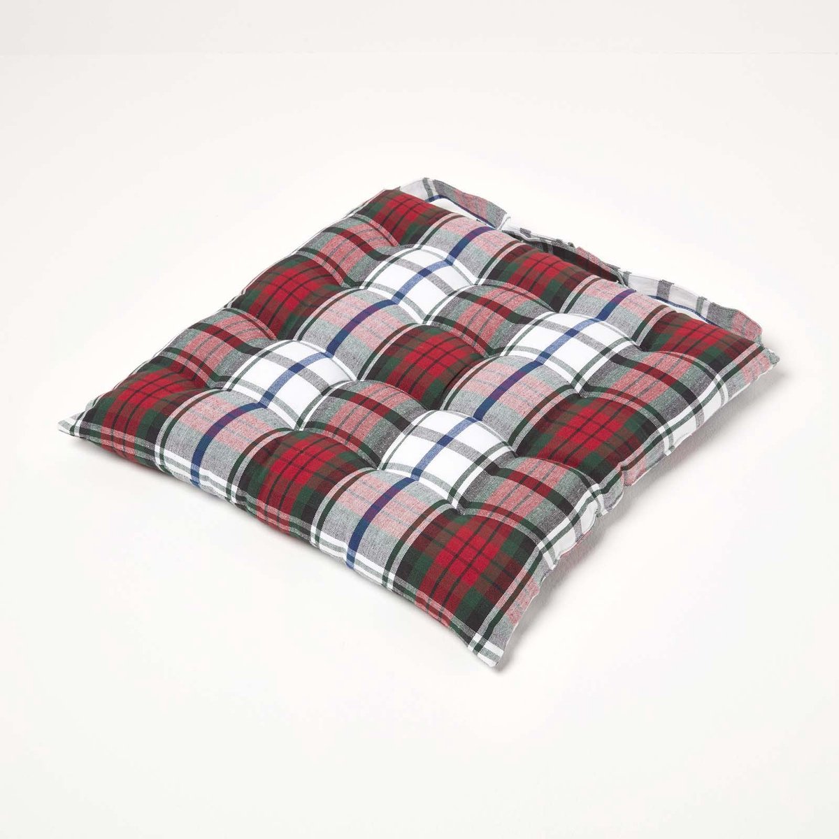 Homescapes Macduff tartan zitkussen, 100% katoen, 40 x 40 cm Rood
