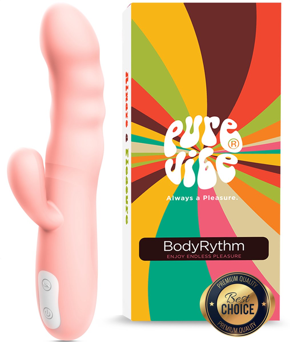 PureVibe® BodyRythm 360° draaiende en Verwarmde Vibrator - Clitoris & G-spot Stimulator - Vibrators voor Vrouwen - Fluisterstil & Discreet - Tarzan Rabbit Seksspeeltjes - Erotiek Sex Toys voor koppels - Vibromasseur Homme & Femme - Roze