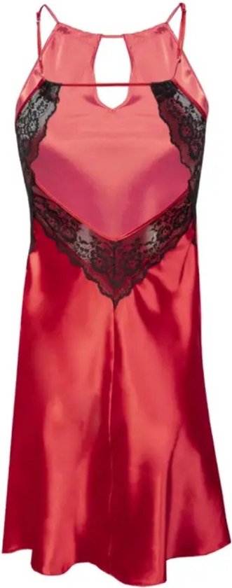 QKEPCY Lingerie dames sexy kanten ondergoed babydoll mini-jurk transparant met diepe V-hals nachthemd mesh pyjama's ondergoed en string, Zwart, XL