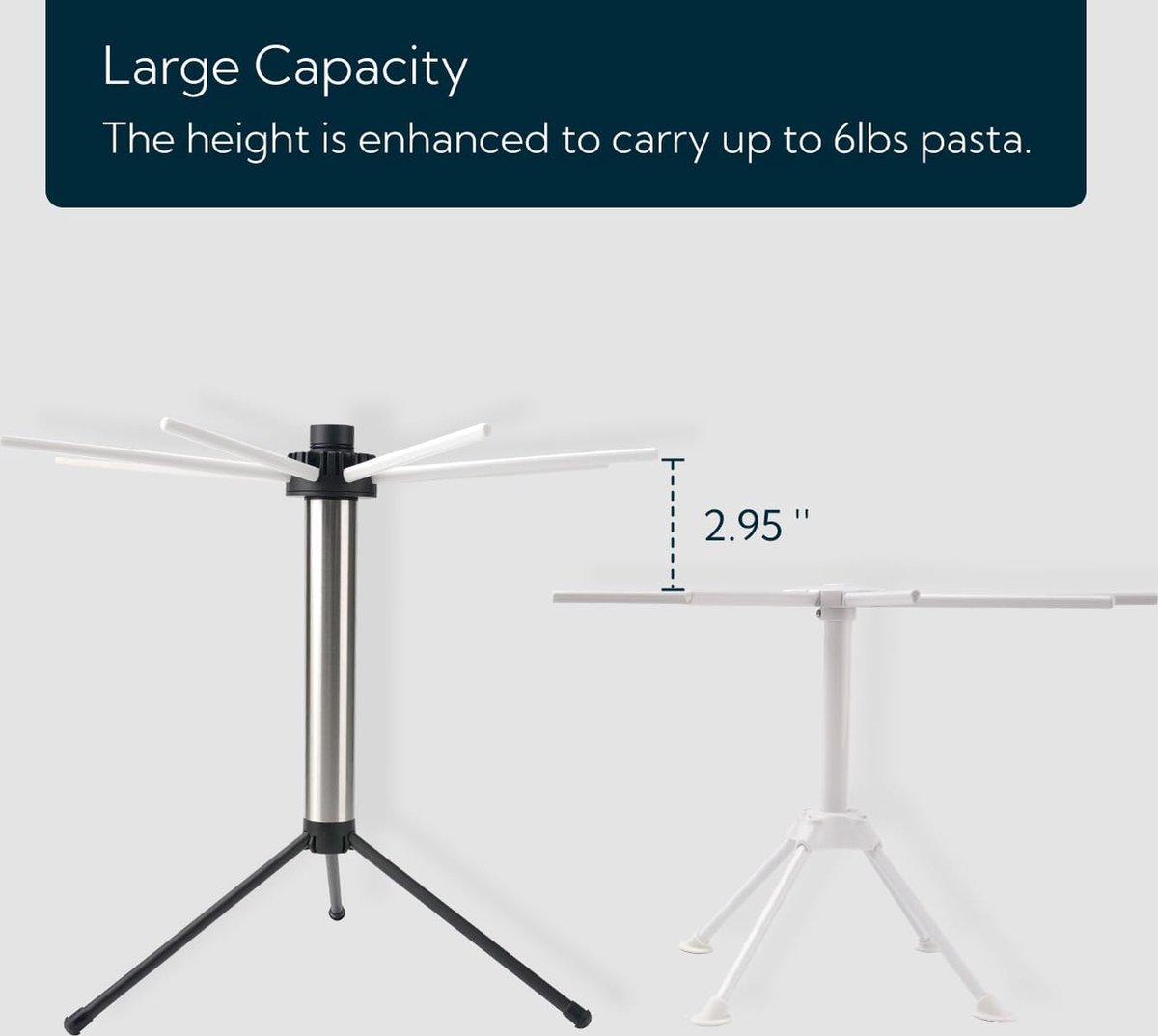 Séchoir à Pâtes Pliable - 10 Barreaux, Support Jusqu'à 2 Kg - Stable, Compact, Vert - Idéal Pâtes Fraîches Maison