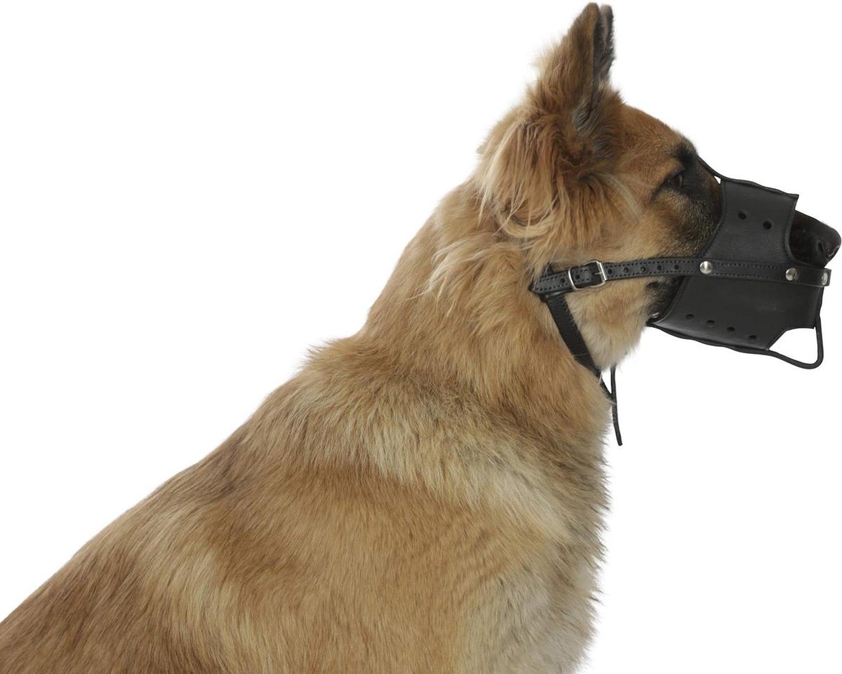 Bol.com Lederen mand XL zwart - Maxi-Pet 80839 - U 34 cm - Korfdiepte 95 cm - Luxe hondenmand dog muzzle aanbieding