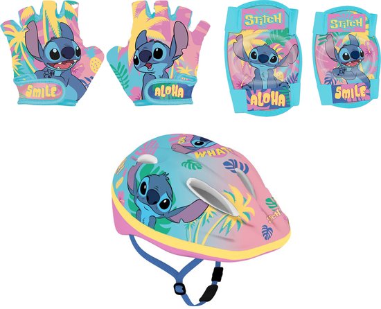 Foto: Lilo stitch fiets accessoires helm handschoenen en knie beschermers