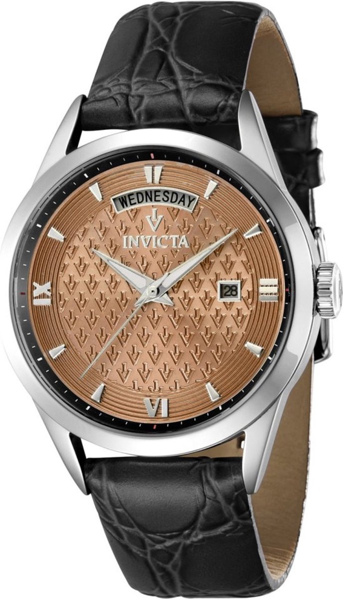Invicta Vintage 44261 Horloge - Waterdicht - Analoog - Quartz Uurwerk - Roestvrij Staal met bruine Wijzerplaat - 40mm