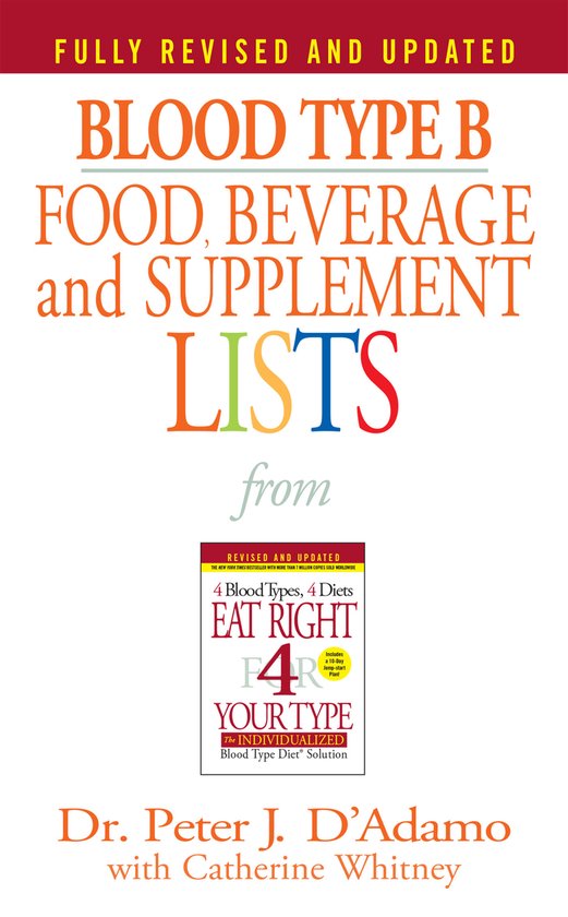 Blood Type B Food, Beverage And Supplemental Lists - cover