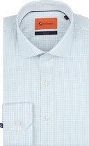Suitable - Overhemd Extra Lange Mouwen Twill Ruit Lichtgroen - Heren - Maat 42 - Slim-fit
