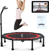 Fitness trampoline, inklapbaar, stille rubberen touwvering zonder installatie, 128 cm, trampolines voor binnen en buiten, 3 verstelbare handgrepen