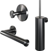 Brauer Gunmetal Edition Toilet Accessoireset - 3-delig - PVD - geborsteld gunmetal